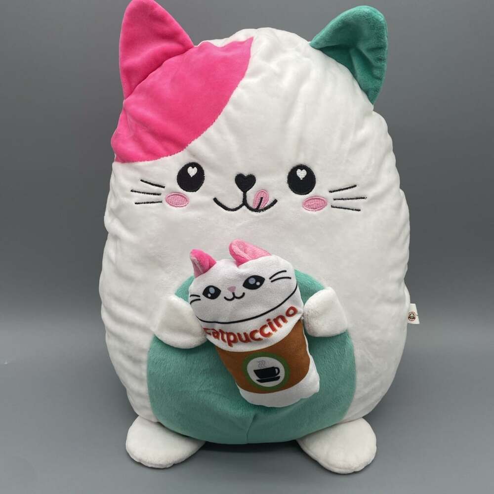 Yummeez Catpuccino Coffee Cat 18” Plush Stuffed Animal. Cat Plush With Coffee